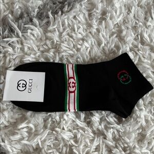 Gucci Black Socks with Red and Green Stripes